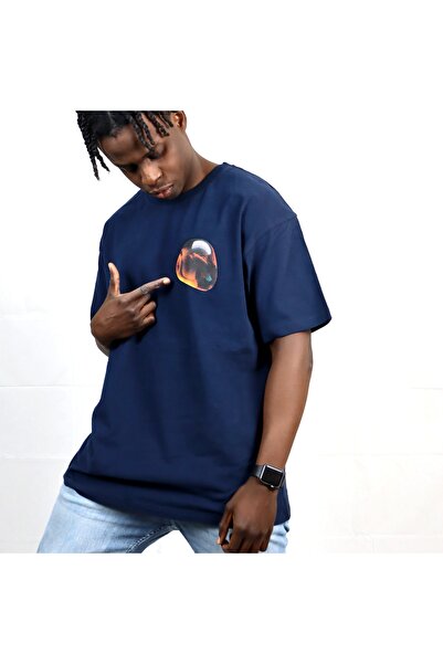 Erkek Lacivert Oversize Tshirt
