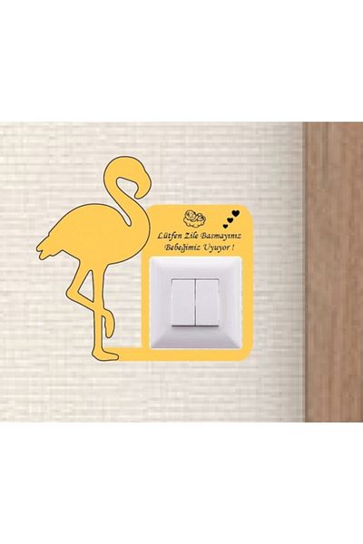 Miana Lazer Wooden Cute Flamingo Please Do Not Ring The Bell Our Baby Is Sleeping Written Chime Socket Warning Ornament Chime Warning