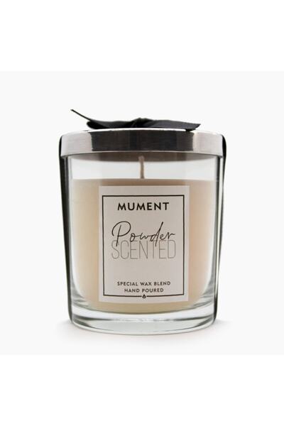 Mument Chic Serisi Parlak Gri Kapaklı Pudra Kokulu Bardak Mum