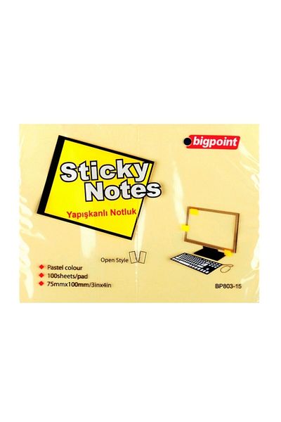 Bigpoint Adhesive Note Paper 75X100 mm Yellow Bp803-15 (Pack of 12)