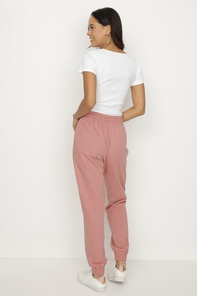Select Moda Women's Pink Elastic Leg Jogger Pants
