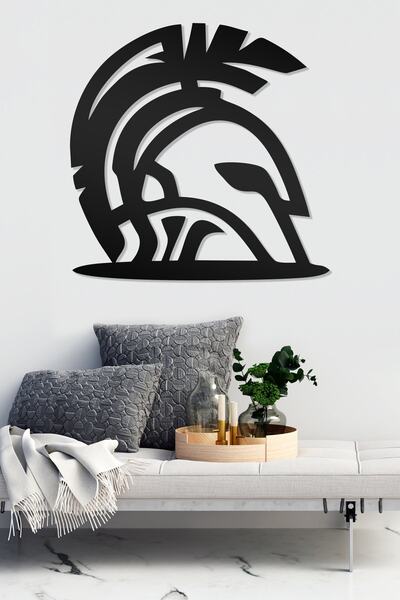 AHWALL Διακοσμητικό Ξύλινο Τραπέζι με Φιγούρα Ρωμαϊκής Κράνης