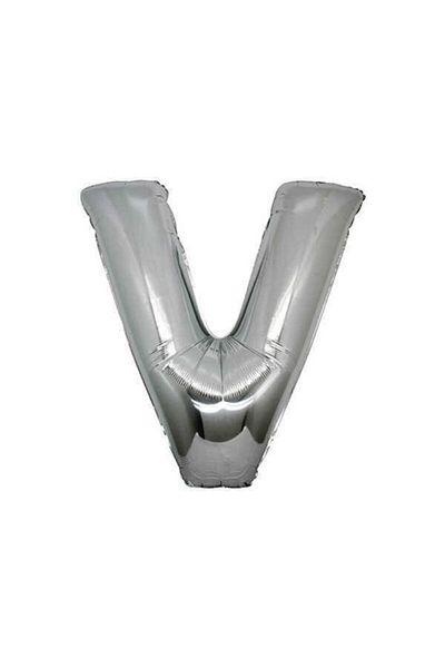 Deniz Party Store Letter V Silver Color 36 - 40 cm Foil Balloon