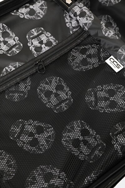 ÇÇS 5217 Kuru Kafa Polikarbon Büyük Boy Valiz 5217 75 Cm ( Alevli Siyah )