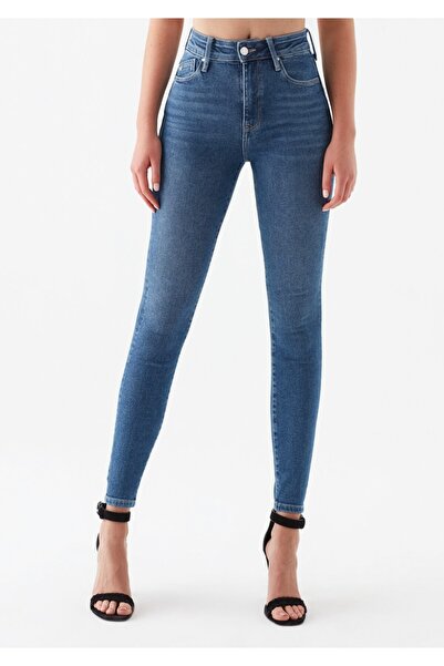 Terranova Ella Acaipip 90-х синього кольору з надзвичайно високою талією, не вицвітаючі вузькі джинси ВЕРХНІЙ