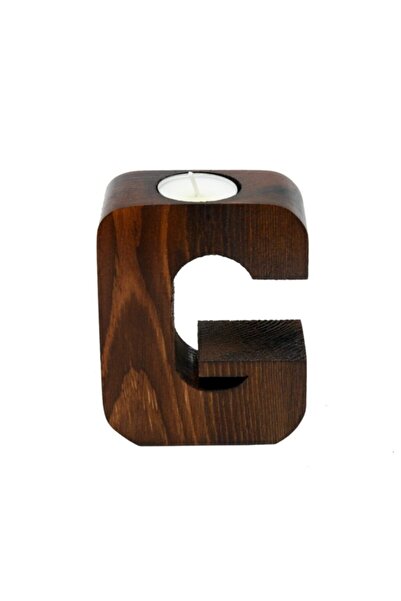 ADF TOPTAN Dekoratif Ahşap Harf Mumluk G-harfi