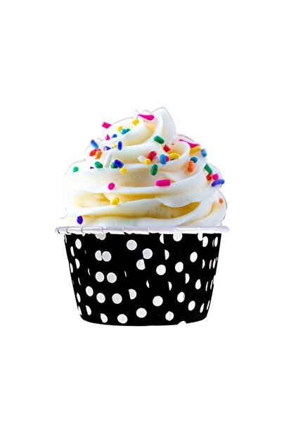 Partimarka Black and White Polka Dot Cupcake Cake Container