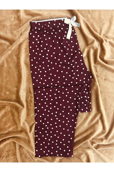 Altınay Polka Dot Pocketless Viscose Summer Women's Pajama Bottoms