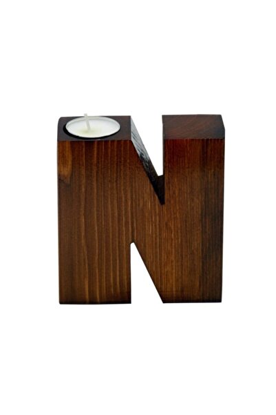 ADF TOPTAN Dekoratif Ahşap Harf Mumluk N-harfi