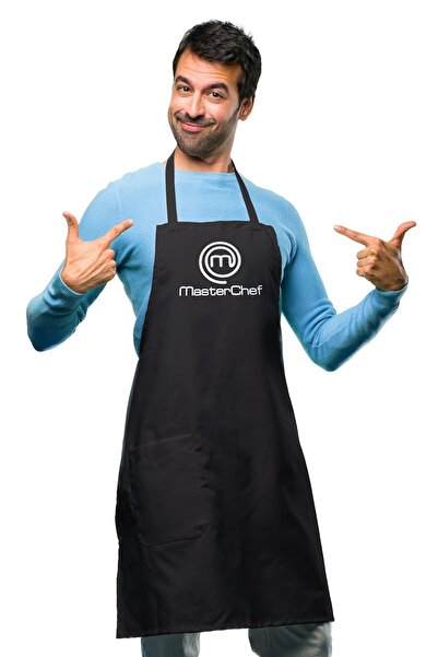 Genel Markalar Master Chef Baskılı Siyah Mutfak Önlüğü -unisex- Askılı Podye