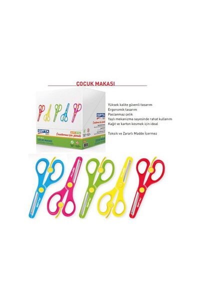 Gıpta 7020 Children's Scissors - Blunt Tips and 5 Colors Pieces Pls.Body