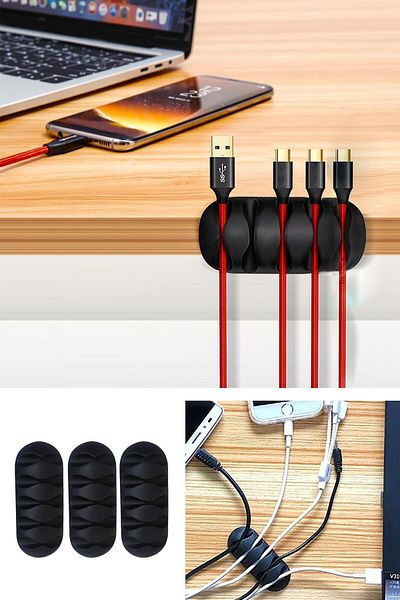 Neler Geldi Neler 5 Channel Cable Holder Organizer- 3Pcs Cable Organizer Set in Package 3Pcs Adhesive Set