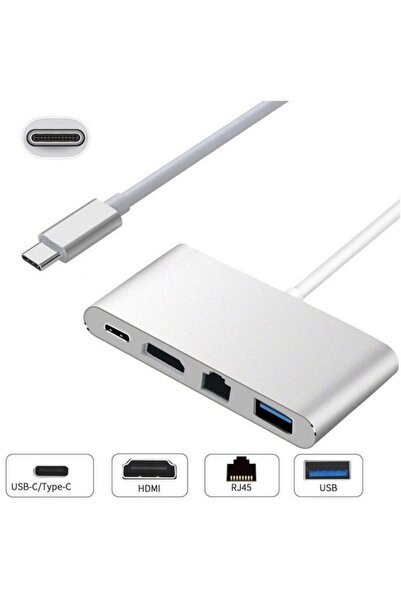 Alfais 4771 Usb 3.1 Type C To Hdmı Usb 3.0 Gigabit Ethernet Çevirici Dönüştürücü Adaptör