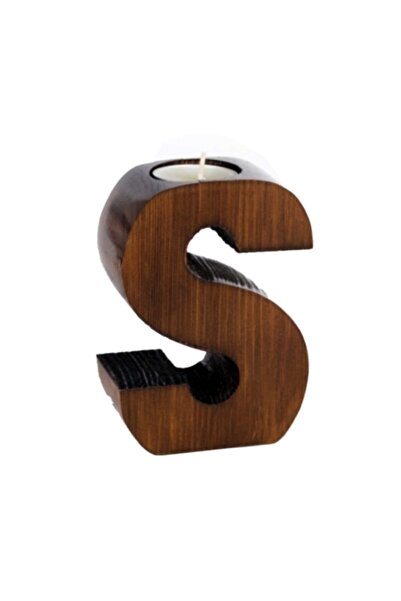 ADF TOPTAN Dekoratif Ahşap Harf Mumluk S-harfi