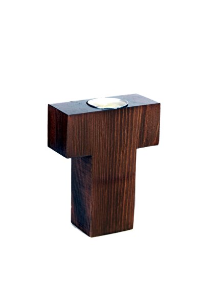 ADF TOPTAN Dekoratif Ahşap Harf Mumluk T-harfi