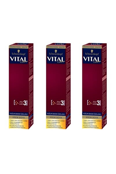 Schwarzkopf Vital Saç Boyası Tüp 60ml - 7-65 Koyu Fındık Kabuğu 3 Adet