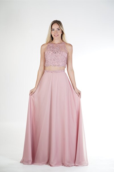 Genel Markalar Kadın Pembe Lavinıa Taş Işlemeli Abiye