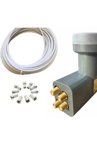 ATAELEKTRONİK Kaliteli 4 Çıkışlı Lnb 3d 4k Hd Full Hd Lenebe + 50mt 50 Metre ...