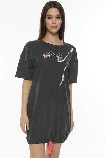 VİENETTA Off Shoulder Short Sleeve Gathered Nightgown