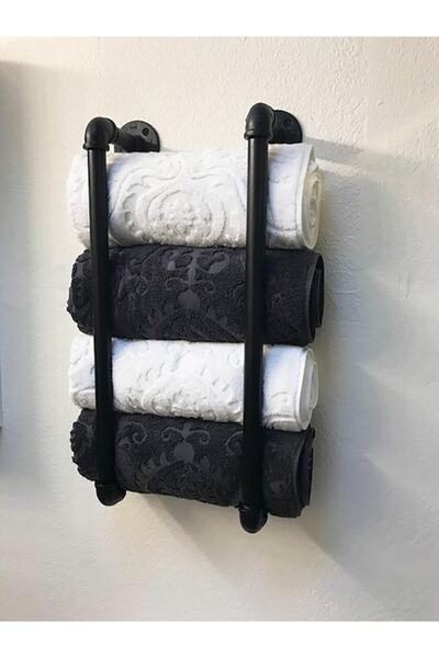 365GUNSERİSONU Unisex Siyah Endüstriyel Dizayn Su Borusu Ferforje Dekoratif D...