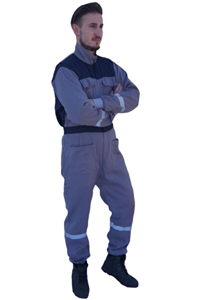 Uniprom İş Tulumu Boy Tulum Mevsimlik Gri Lacivert