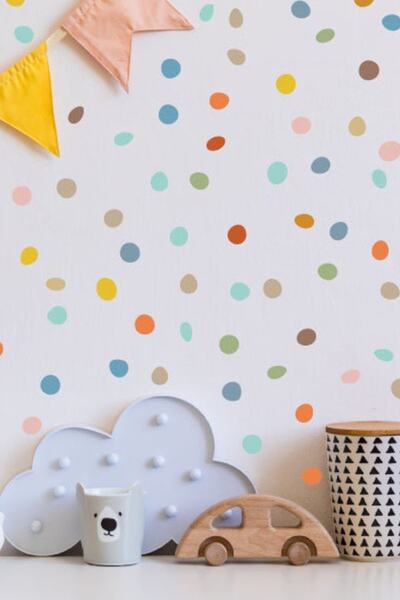 TUGİBU مجموعة ملصقات حائط منقطة ملونة وغير متناظرة