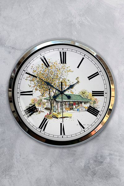 Kasva Concept 40 cm Chrome Metal Vintage Home Wall Clock