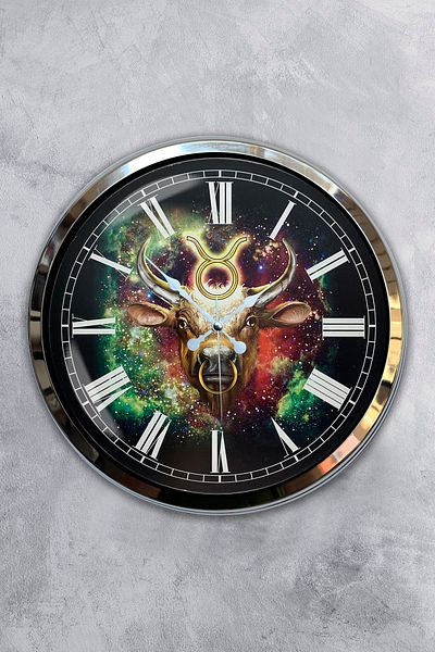 Kasva Concept 40 cm Chrome Metal Taurus Wall Clock