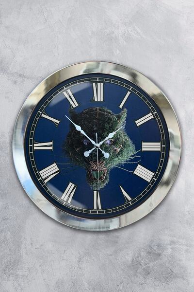 Platin Saat ساعة حائط من معدن الكروم مقاس 36 سم ذات طبيعة برية