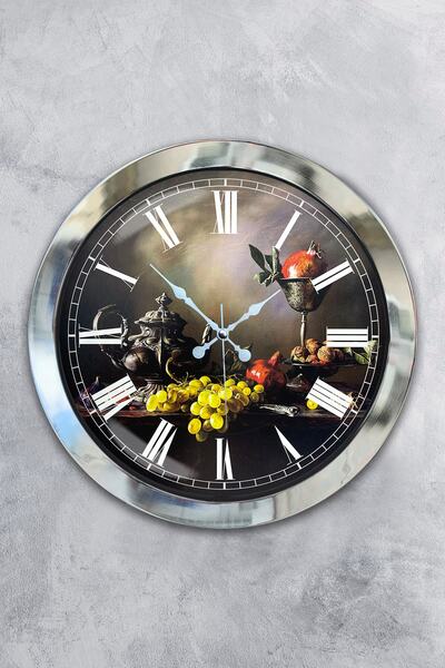 Platin Saat هدية ساعة حائط مطبخ معدنية من الكروم مقاس 36 سم