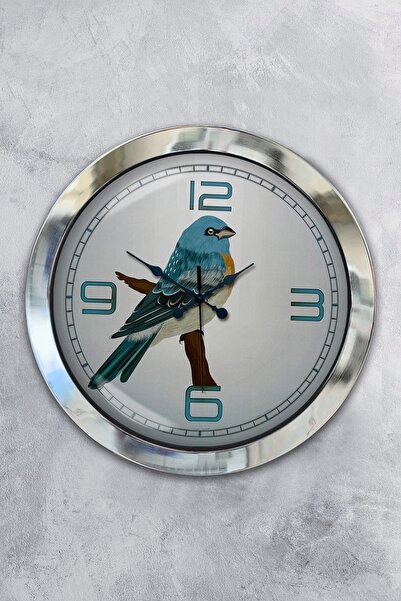 Platin Saat هدية ساعة حائط على شكل طائر من معدن الكروم مقاس 36 سم