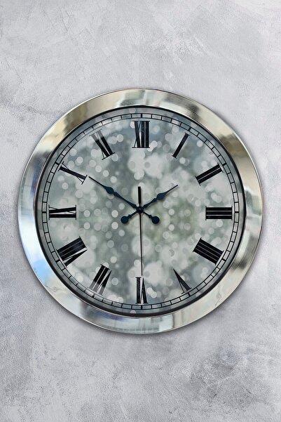 Platin Saat هدية ساعة حائط مزخرفة معدنية من الكروم مقاس 36 سم