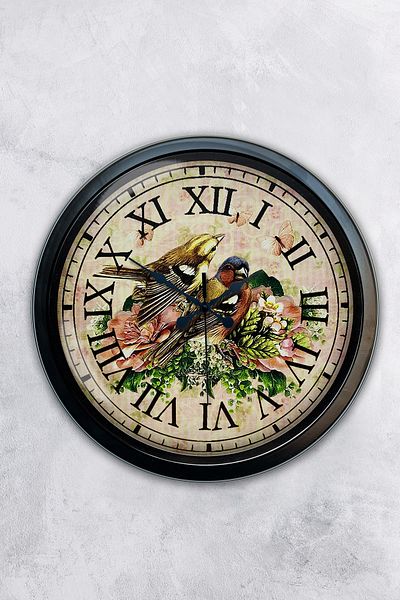 Kasva Concept Gift 40 cm Black Metal Bird Wall Clock