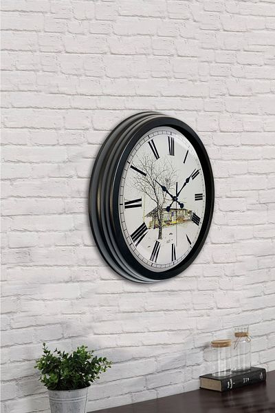 Kasva Concept Gift 40 cm Black Metal Vintage Home Wall Clock