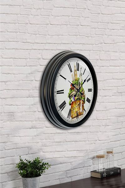 Kasva Concept Gift 40 cm Black Metal Capitals Wall Clock