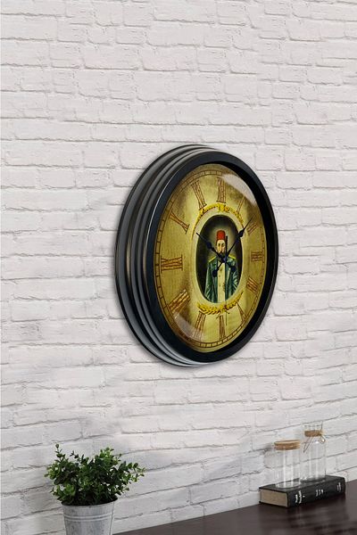 Kasva Concept Cadou 40 Cm Metal Negru Abdulhamid Han Ceas de Perete