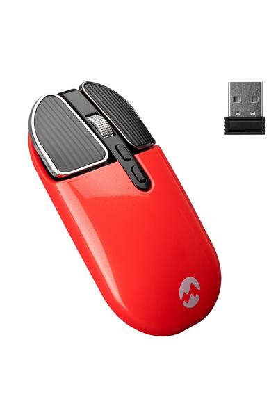 Everest Sm-619 Metalik Kırmızı 1600dpi Süper Sessiz Şarjlı Premium Kablosuz M...