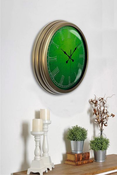 Kasva Concept Gift 40 cm Antique Metal Green Wall Clock