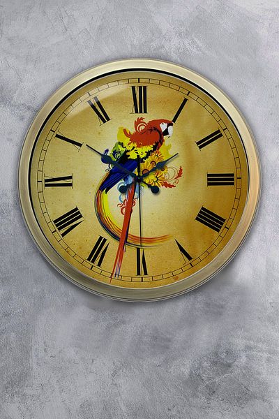 Kasva Concept 40 cm Antique Metal Parrot Wall Clock