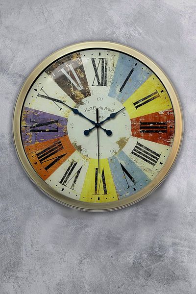 Kasva Concept Gift 40 cm Antique Metal Colorful Wall Clock