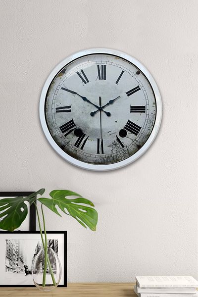 Kasva Concept Gift 40 cm White Metal Roman Wall Clock