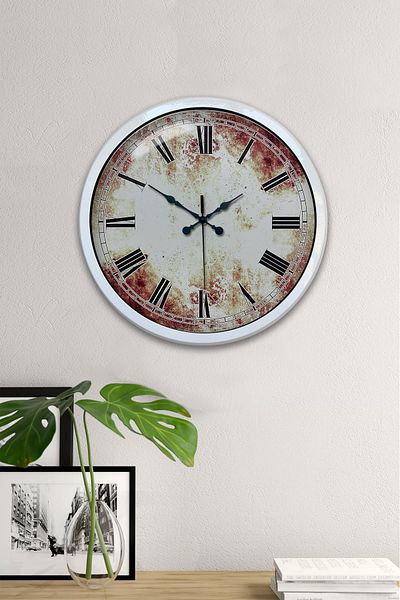 Kasva Concept Gift 40 cm White Metal Antique Wall Clock