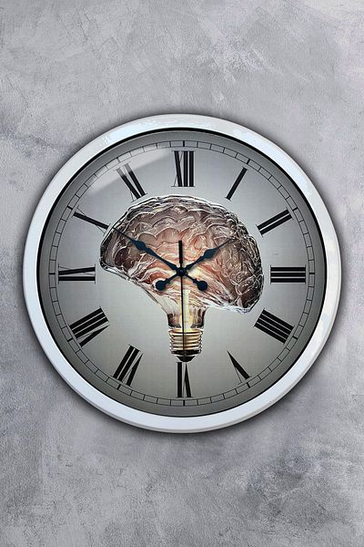 Kasva Concept Gift 40 cm White Metal Brain Wall Clock