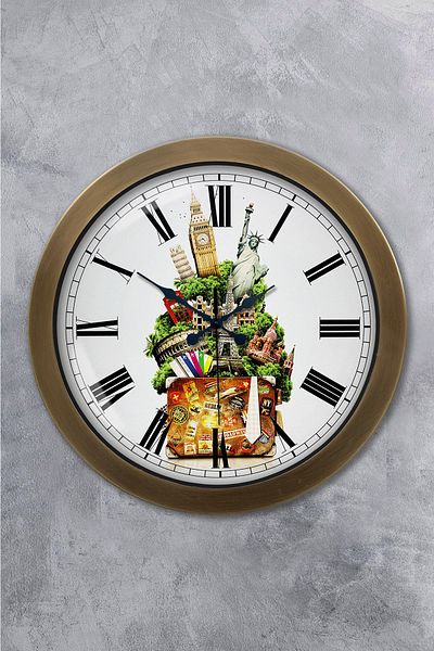 Kasva Concept Gift 36 cm Antique Metal Capitals Wall Clock