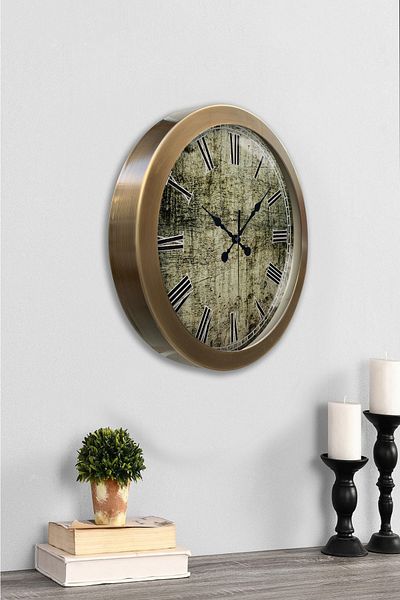 Kasva Concept Gift 36 cm Antique Metal Antique Roman Wall Clock