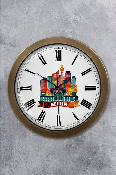 Platin Saat Античен метален стенен часовник с берлинска тематика