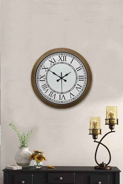 Kasva Concept Gift 36 cm Antique Metal Roman Numeral Wall Clock