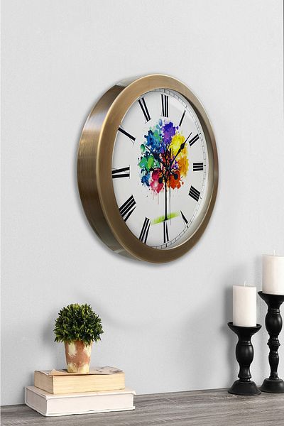 Kasva Concept 36 cm Tumbled Metal Colorful Tree Wall Clock