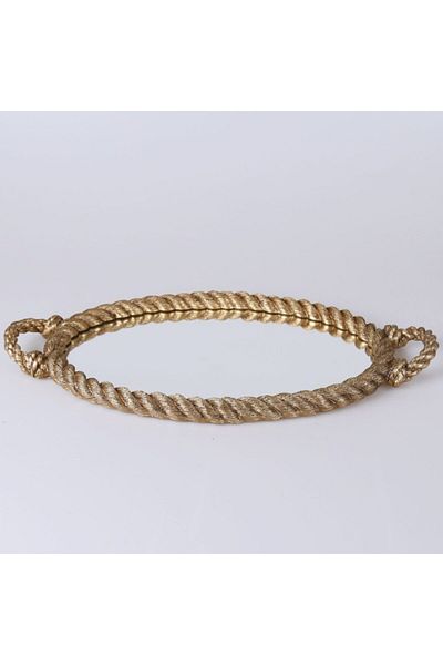 Selim Rope Mirrored Tray Gold