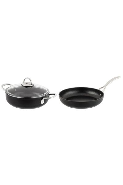 Nehir Galaxy 26 Cm Short Titanium Pot and 26 Cm Titanium Pan Set Black